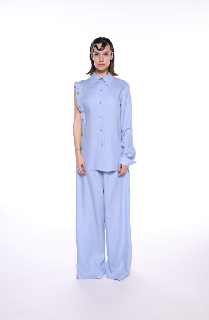 Cem Baby Blue Linen Shirt