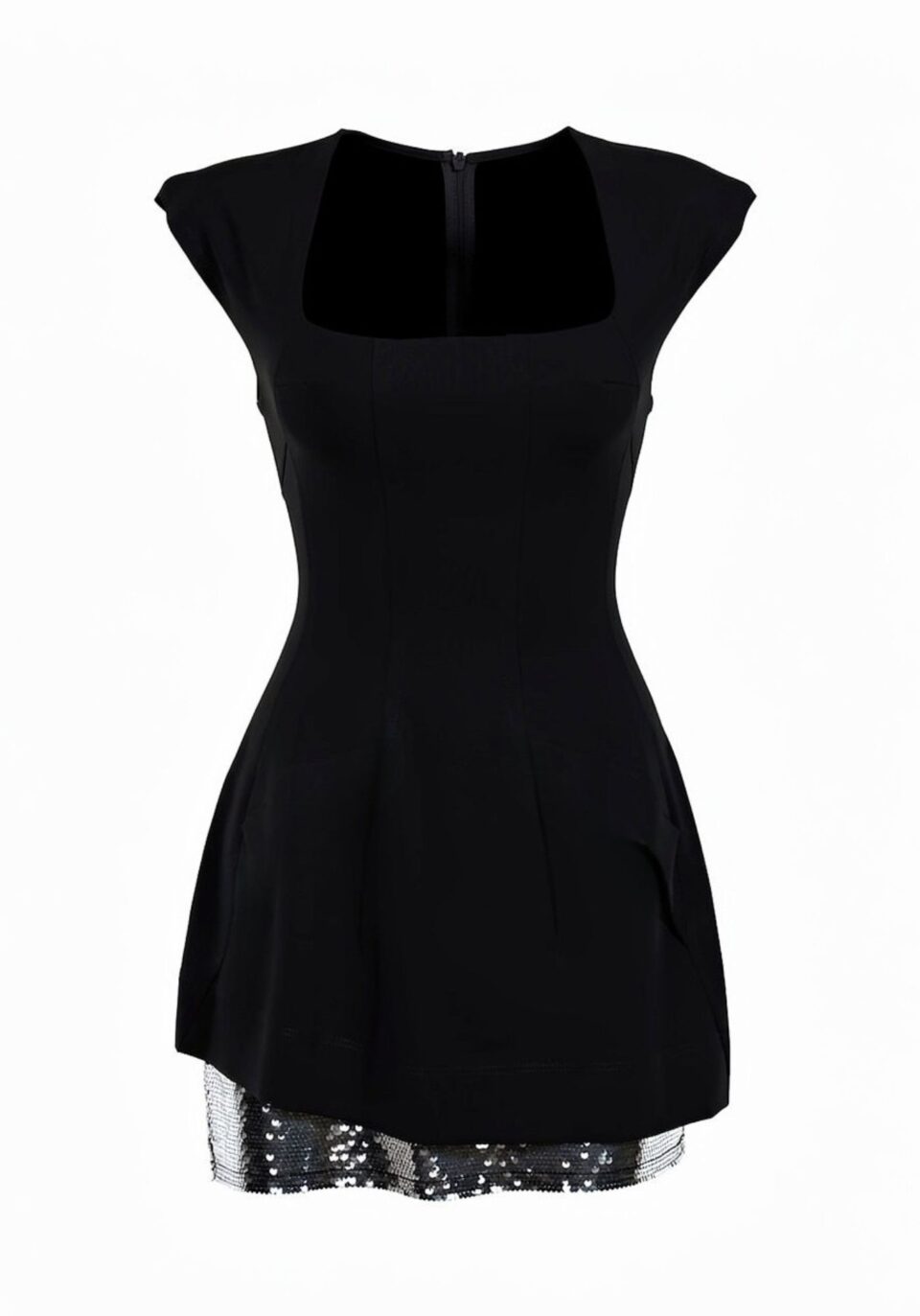 Euria Black Mini Dress With Sequin Details
