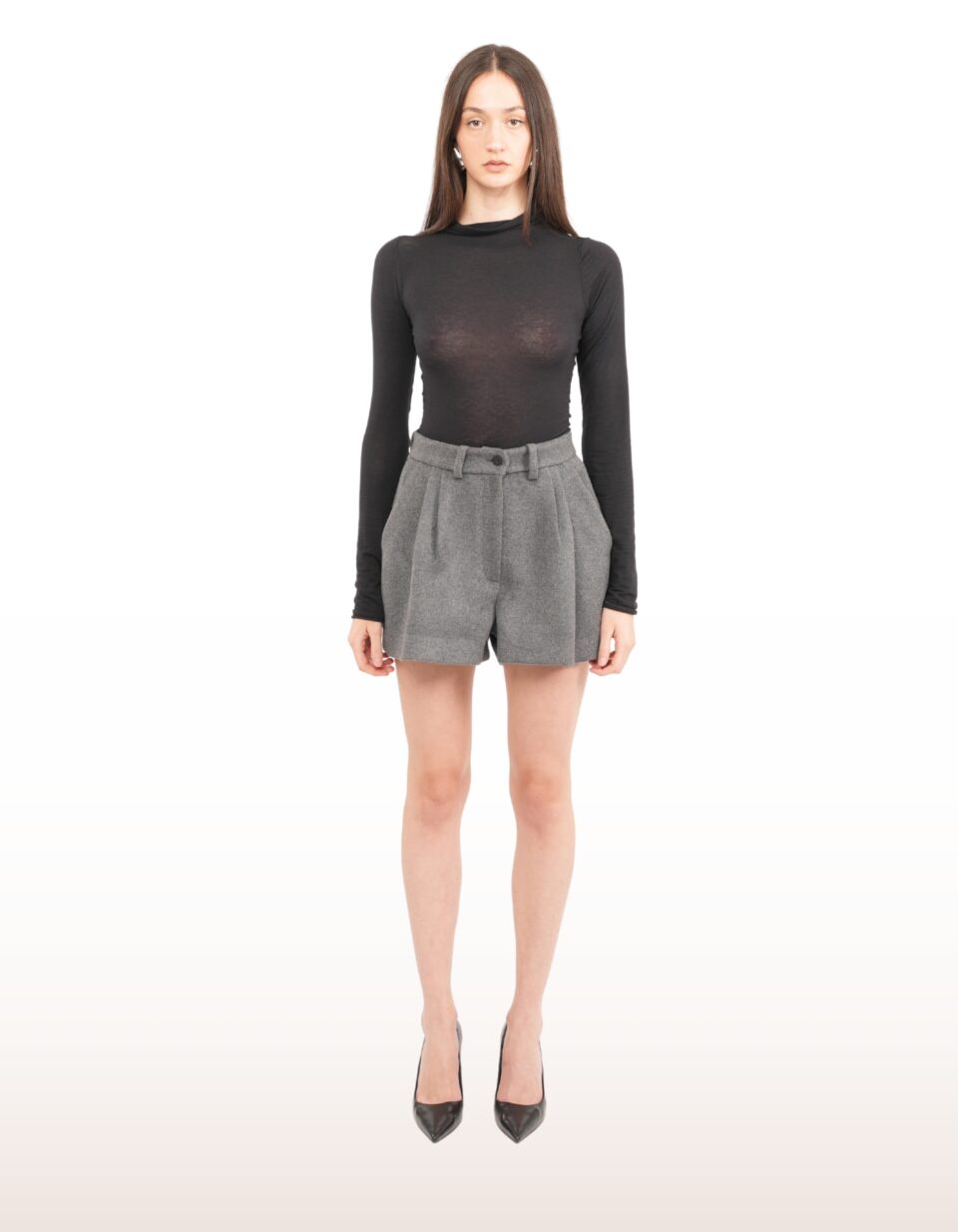 Burin Grey Wool Shorts
