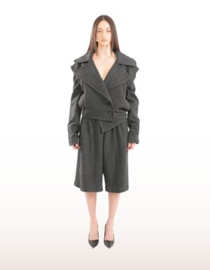 Regush Denata Grey Wool Herringbone Jacket 1
