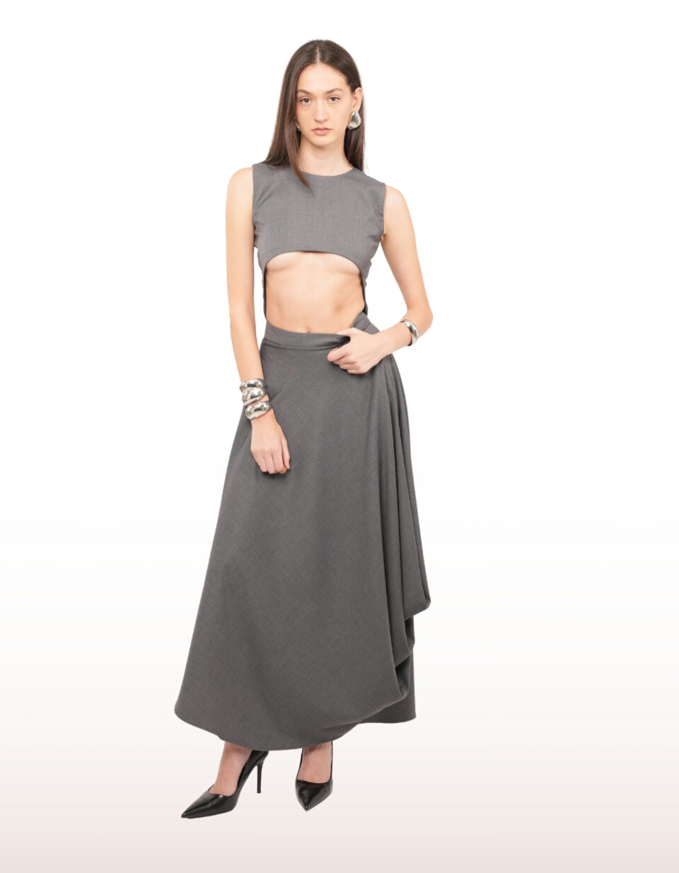 Evia Grey Crop Top