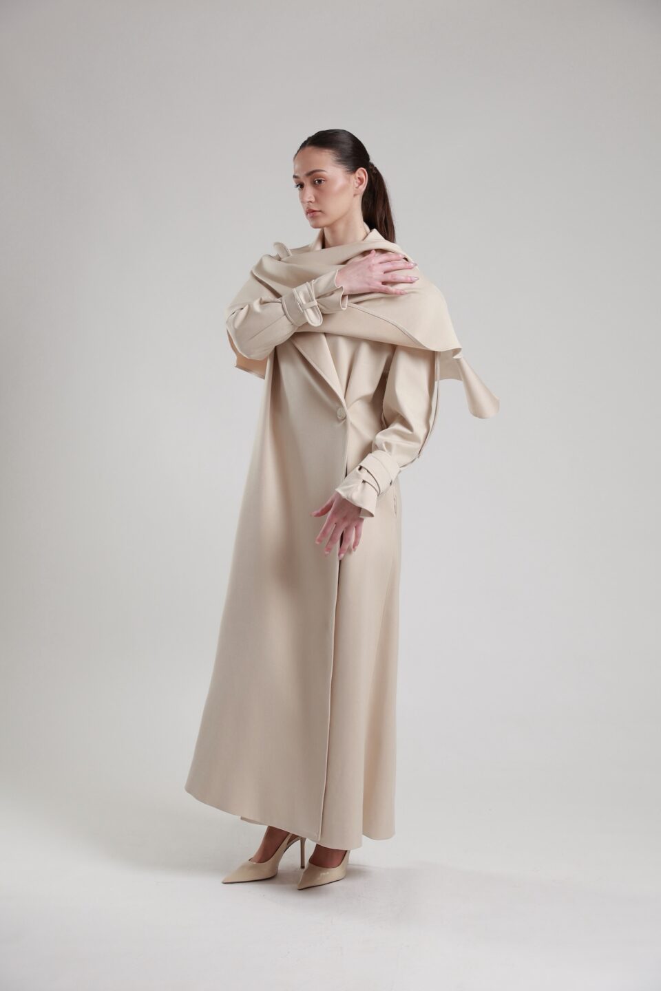 Sara Trench Coat in Light Beige